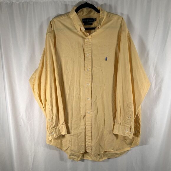 Ralph Lauren Yarmouth Shirt Men's 18 34/35 Yellow 100% Cotton Pinpoint Oxford - Picture 1 of 6